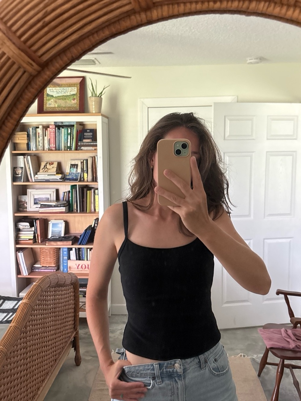Black Women's Slim Ribbed Cami Tank Top - Classic Everyday Layering